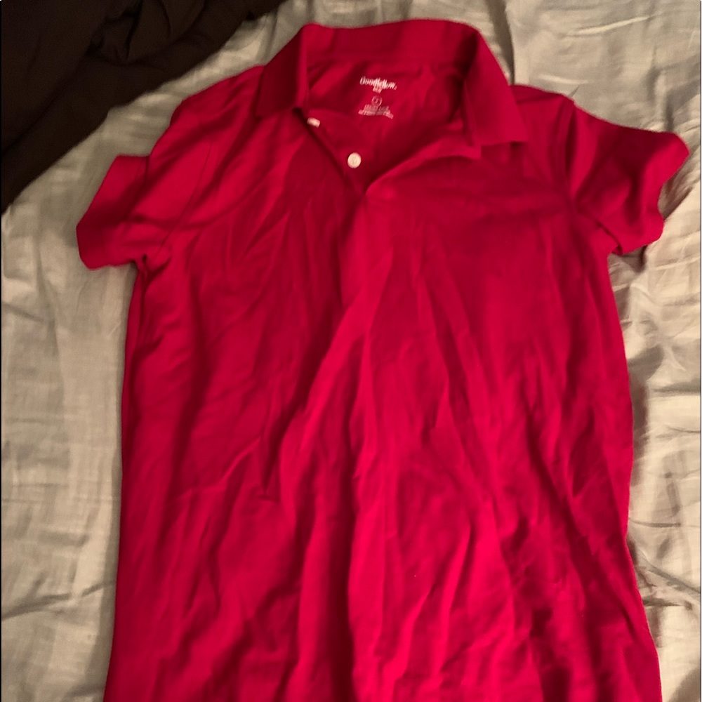 dark red button down polo